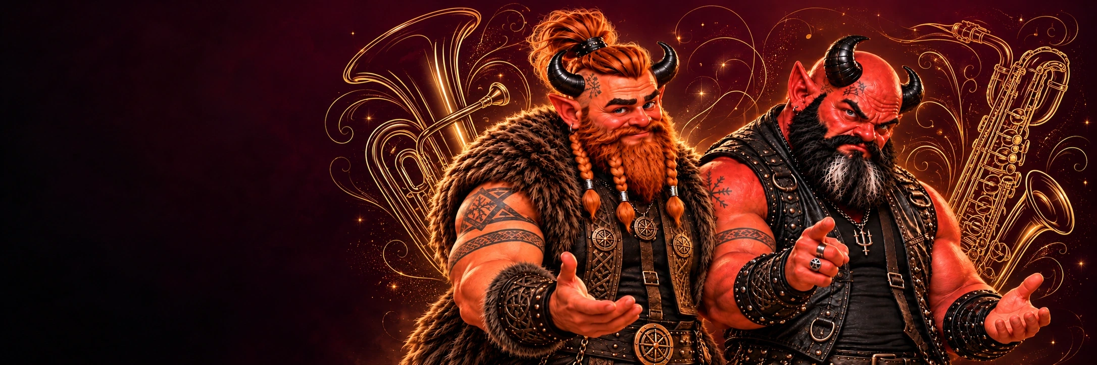 Karton tubával és Kátrány baritonszaxofonnal, arany vonalrajzos háttérben