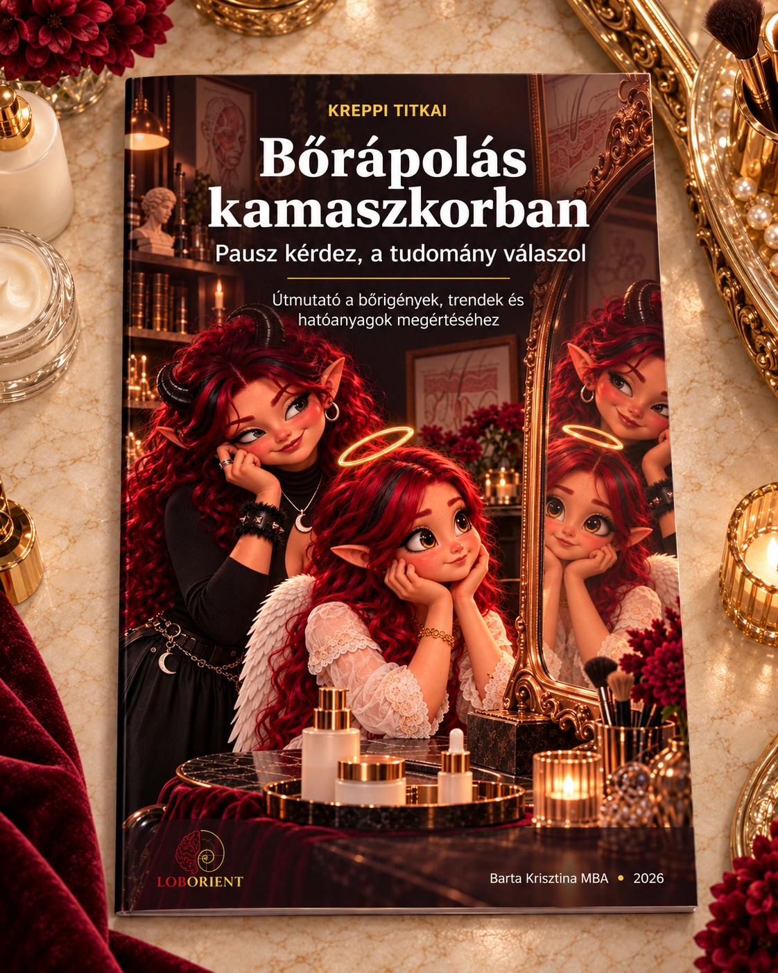A Kreppi titkai – Bőrápolás kamaszkorban című, kamaszoknak és szülőknek készült letölthető információs füzet borítójának látványterve.